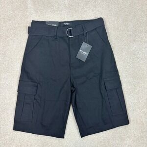 Blu Rock Mens Cargo Shorts Black Size 32 Belted Utility Pockets Casual